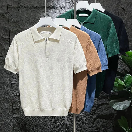 Vince | Men's Checked Polo with Zipper 
