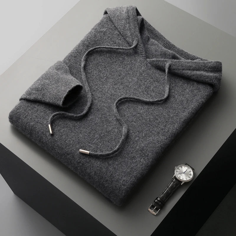 Nilo™ - Hoodie Sweater - 100% Merino Wool from Australia: Knitted Sweater for Autumn and Winter
