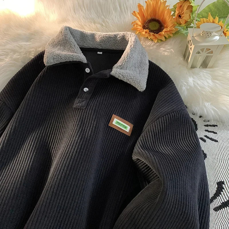 Arthur | Loose-fitting corduroy polo sweatshirt for men
