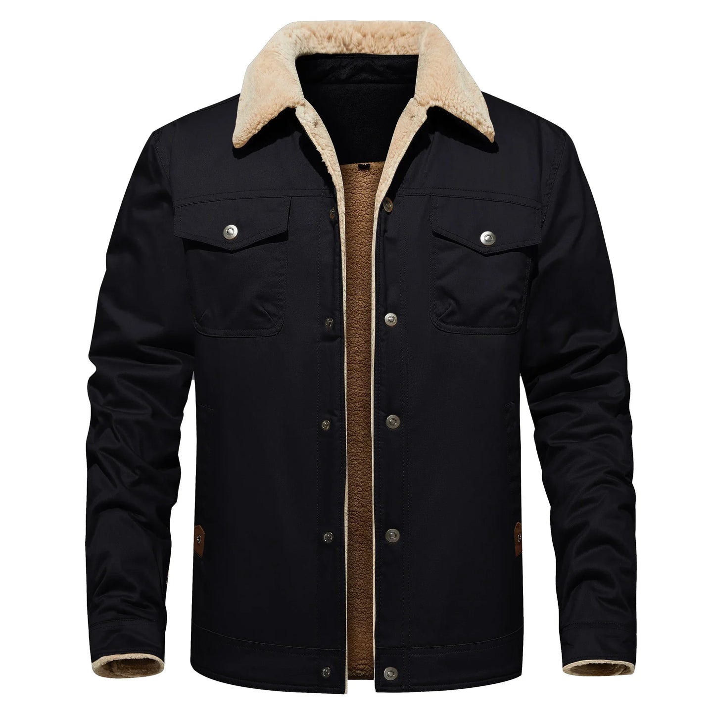 Piers | Autumn Winter Men's Jacket Casual Warm Fleece Black