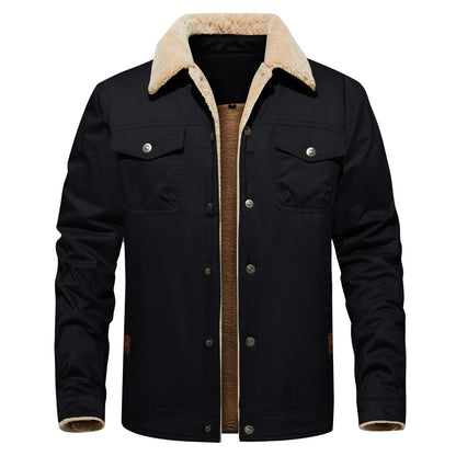 Piers | Autumn Winter Men's Jacket Casual Warm Fleece Black