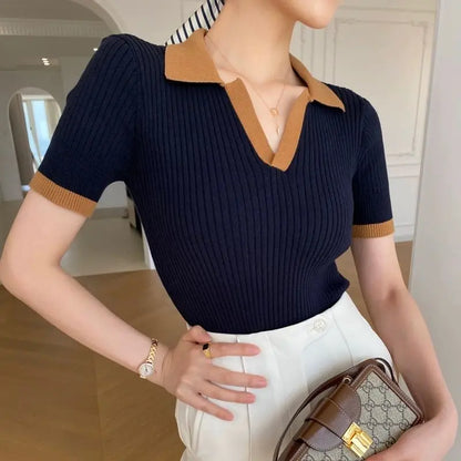 Hannah | Knitted Women's V-Neck Top