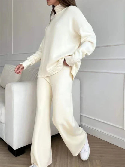 2-piece loungewear set - knitted women's sweater and pants
