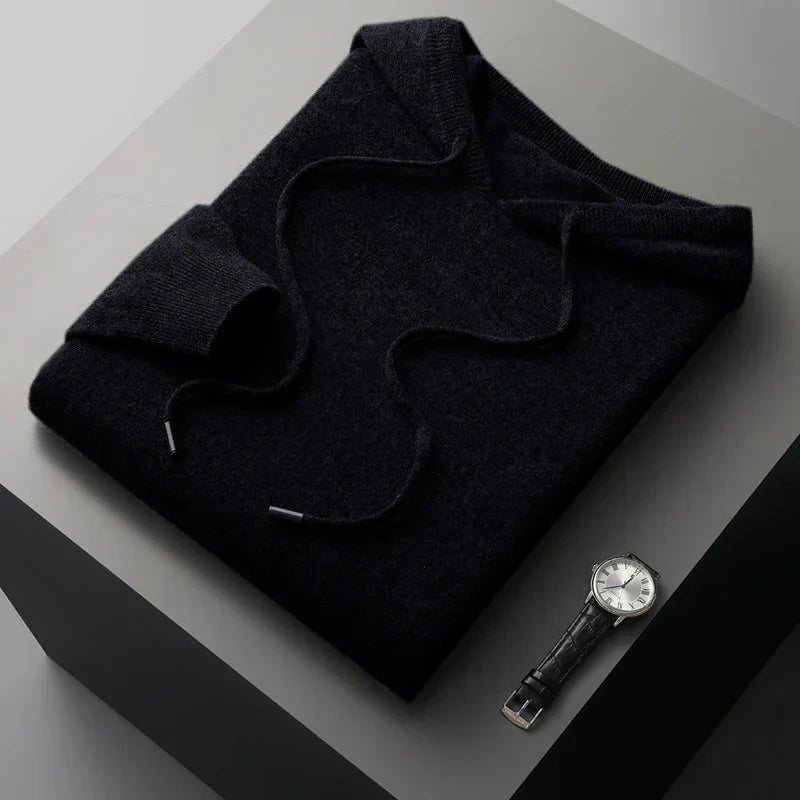 Nilo™ - Hoodie Sweater - 100% Merino Wool from Australia: Knitted Sweater for Autumn and Winter