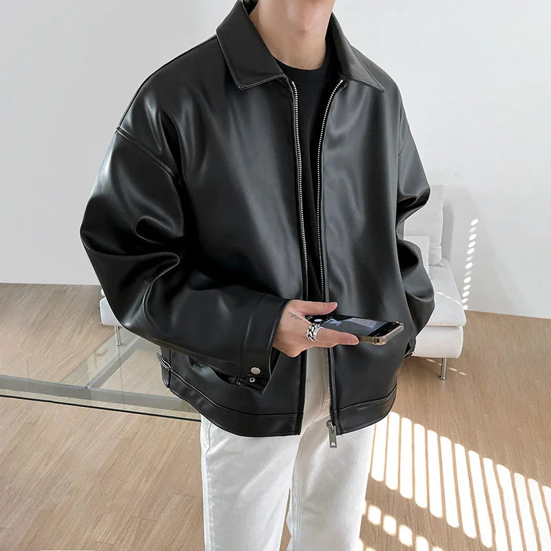Men's Casual PU Leather Jacket | Lainey