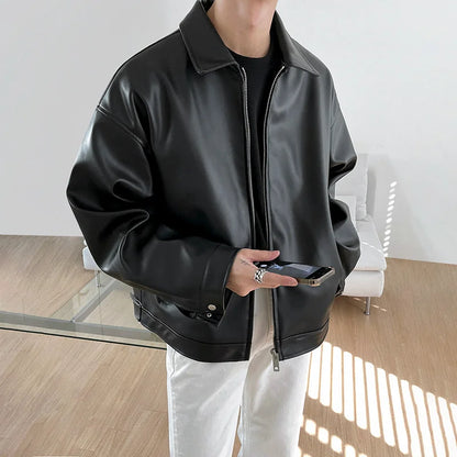 Men's Casual PU Leather Jacket | Lainey