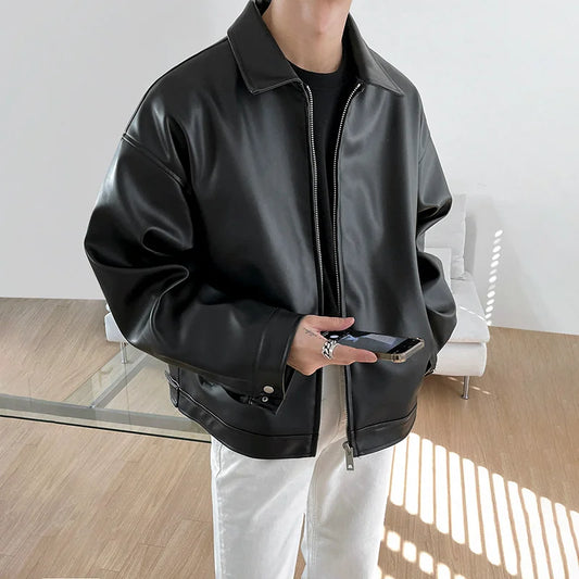 Men's Casual PU Leather Jacket | Lainey