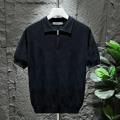 Vince | Men's Checked Polo with Zipper 