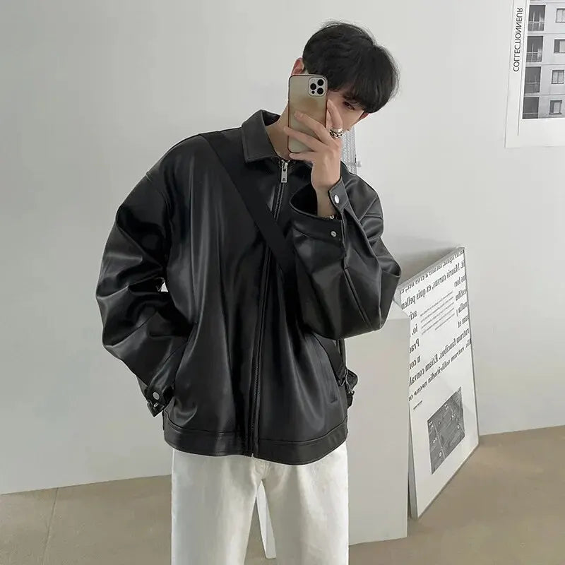 Men's Casual PU Leather Jacket | Lainey