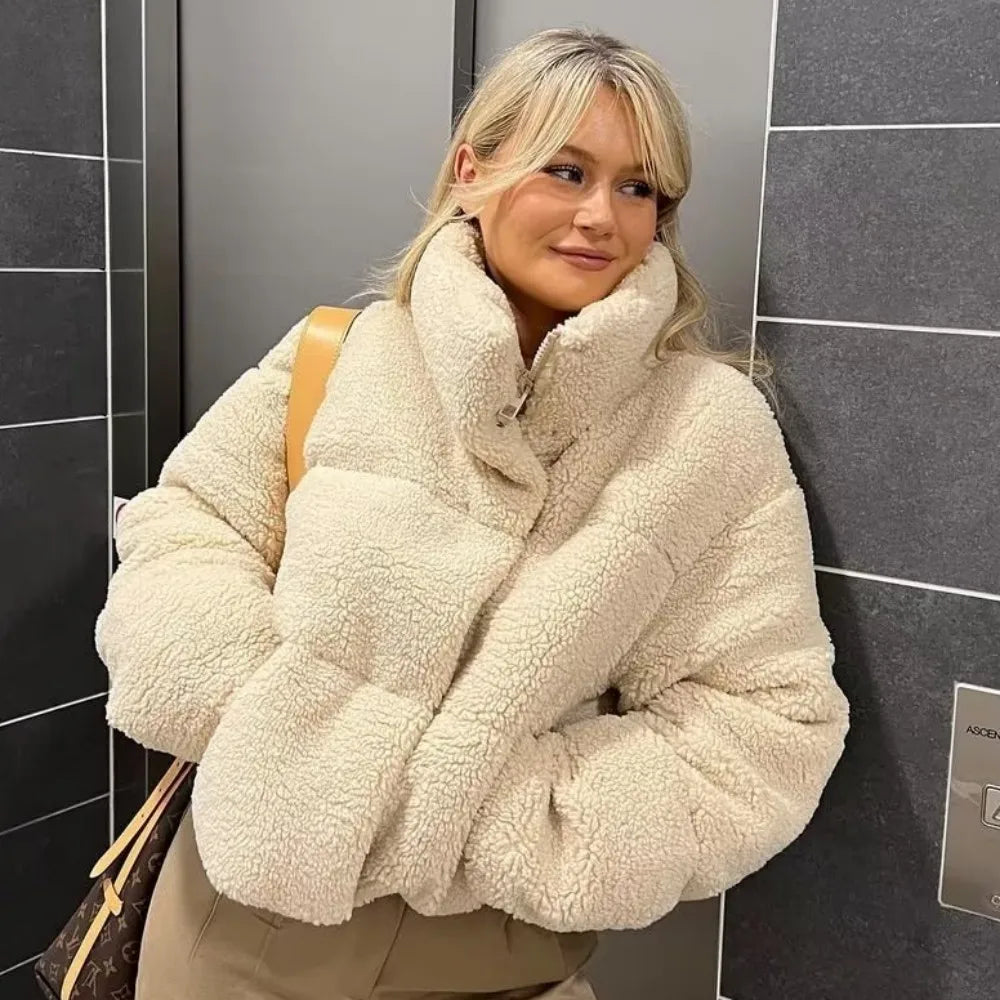 Maria | Lambswool short cotton coat for women