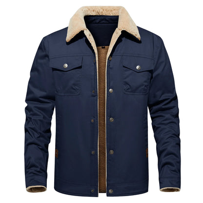 Piers | Autumn Winter Men's Jacket Casual Warm Fleece Black