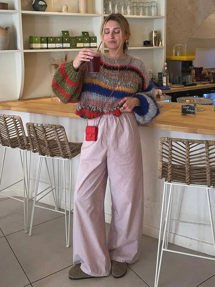 Trendy colorful long-sleeved sweater for women | Dareen