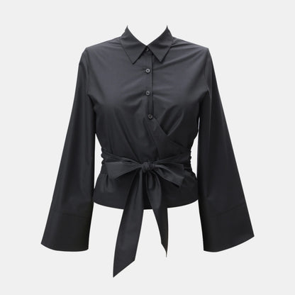 Onni | Trendy women's shirt with a polo neck and tie closure