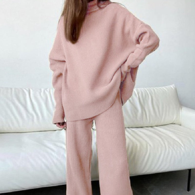 2-piece knitted loungewear set - stylish women's homewear