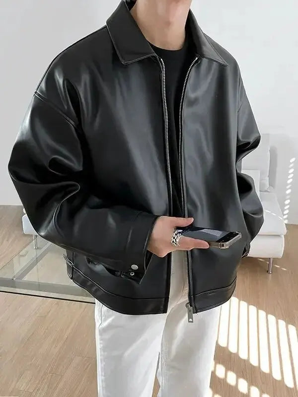 Men's Casual PU Leather Jacket | Lainey