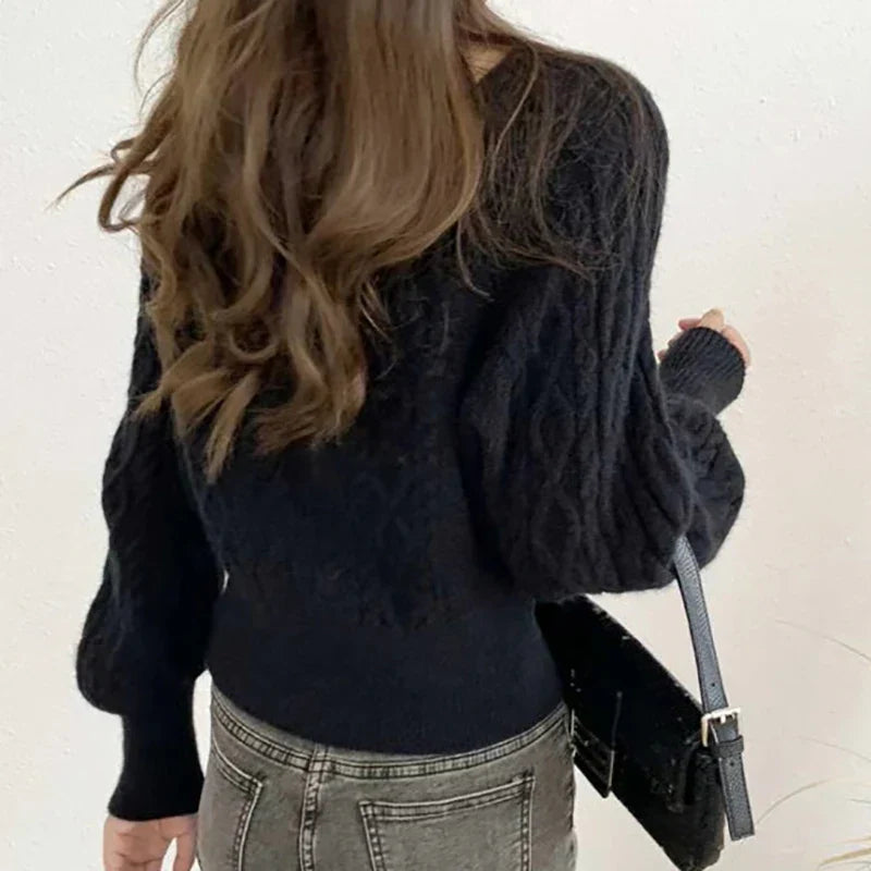 Eva | Women's Square Collar Ribbed Sweater