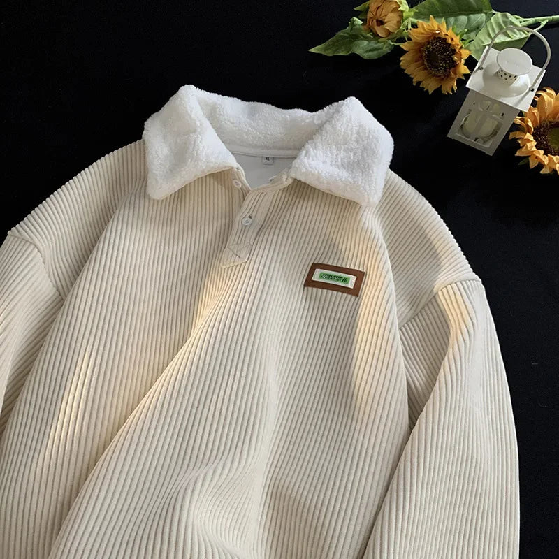 Arthur | Loose-fitting corduroy polo sweatshirt for men