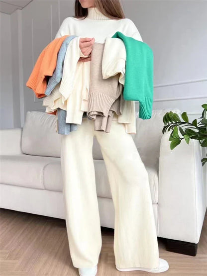 2-piece loungewear set - knitted women's sweater and pants