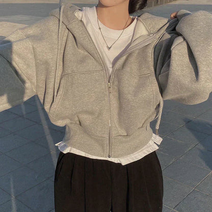 Navy | Trendy oversized zip-up hoodie for women