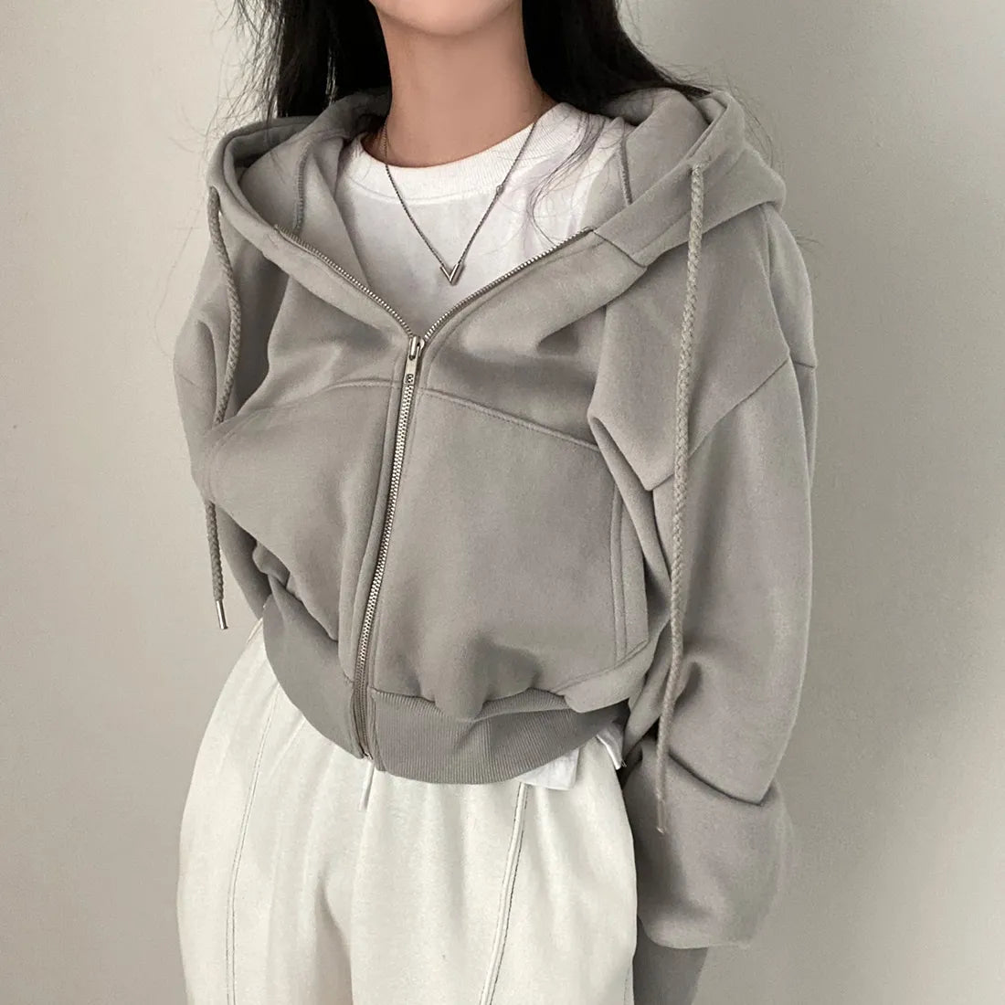 Navy | Trendy oversized zip-up hoodie for women