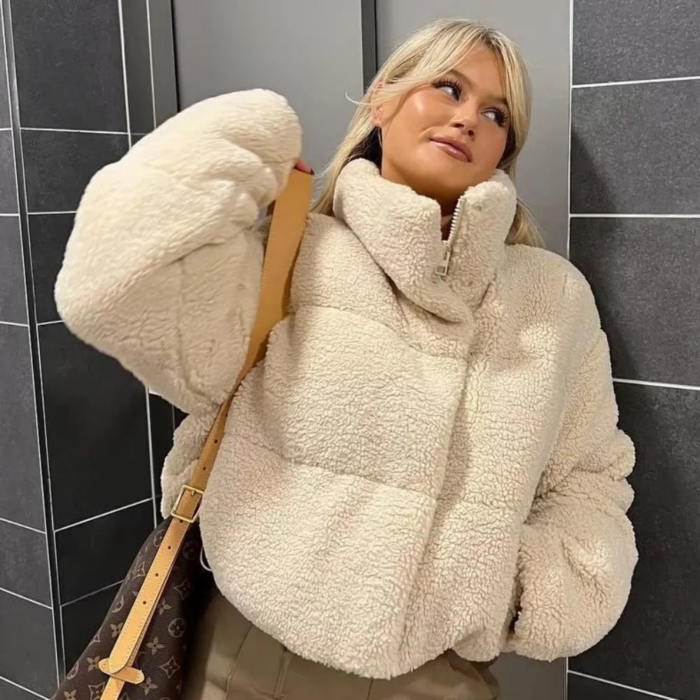 Maria | Lambswool short cotton coat for women