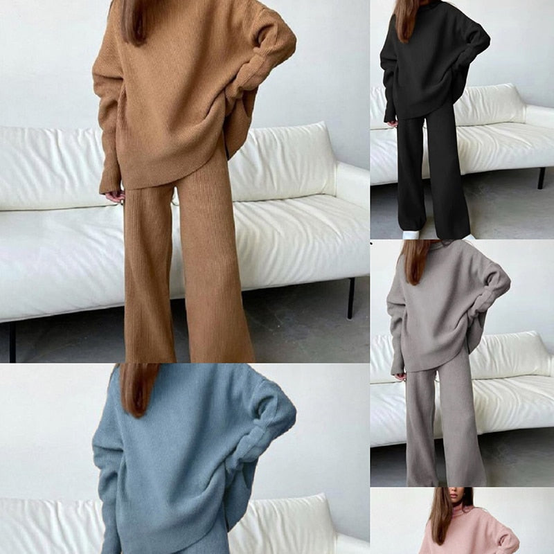 2-piece knitted loungewear set - stylish women's homewear