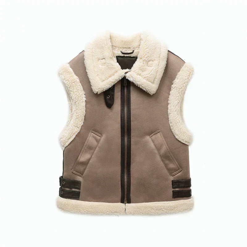 Queen | Sleeveless women's vest with integrated fur