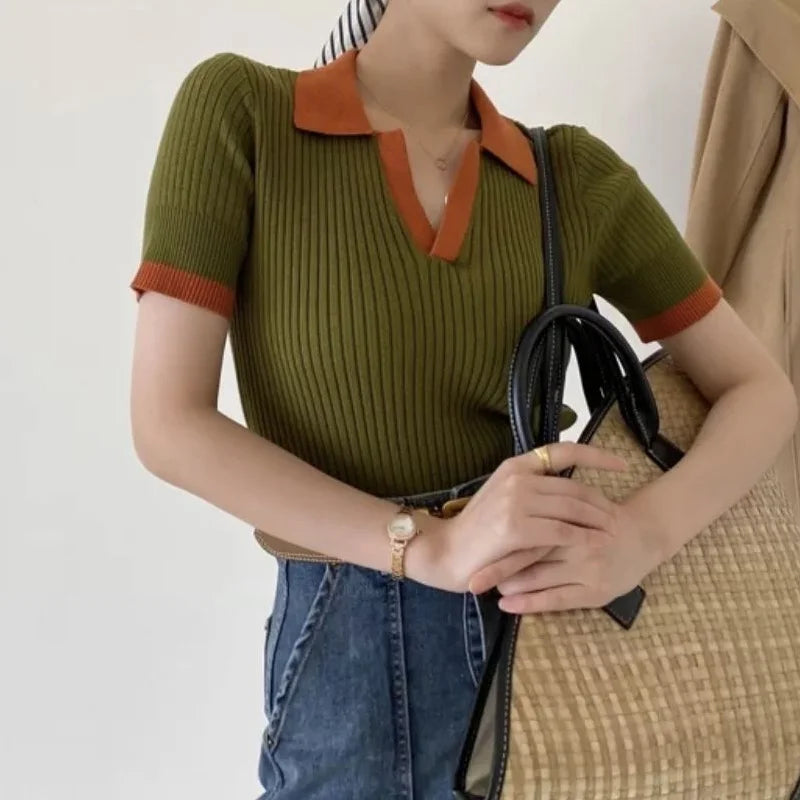 Hannah | Knitted Women's V-Neck Top