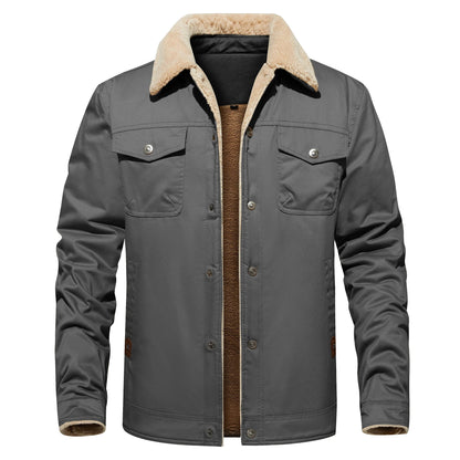 Piers | Autumn Winter Men's Jacket Casual Warm Fleece Black