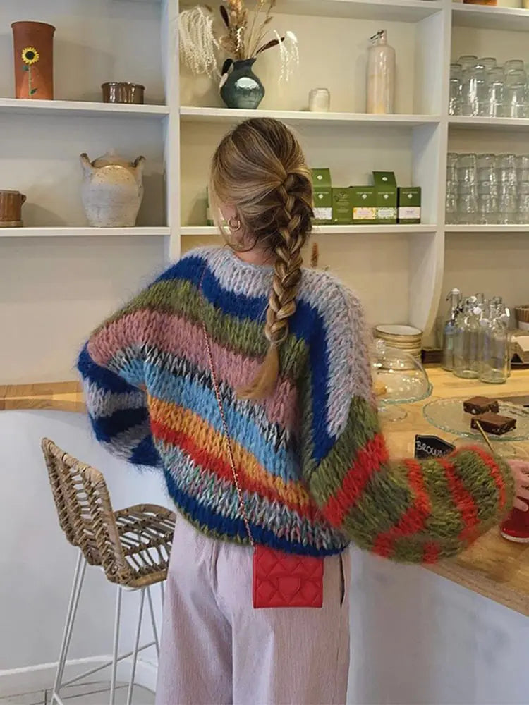 Trendy colorful long-sleeved sweater for women | Dareen