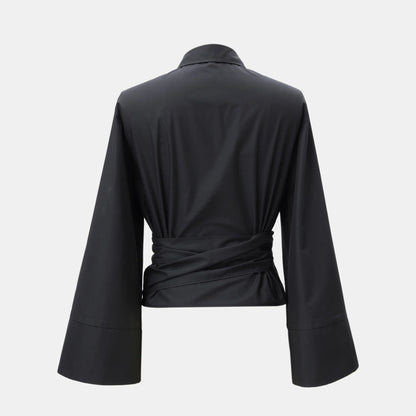 Onni | Trendy women's shirt with a polo neck and tie closure
