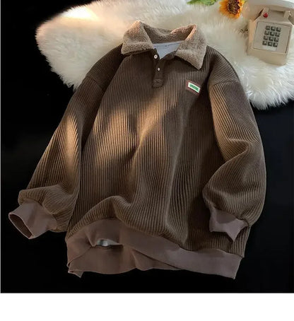 Arthur | Loose-fitting corduroy polo sweatshirt for men