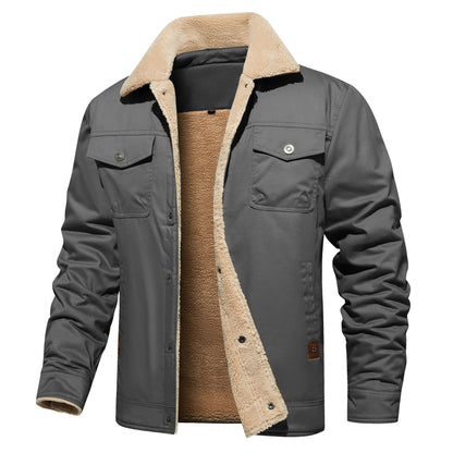 Piers | Autumn Winter Men's Jacket Casual Warm Fleece Black