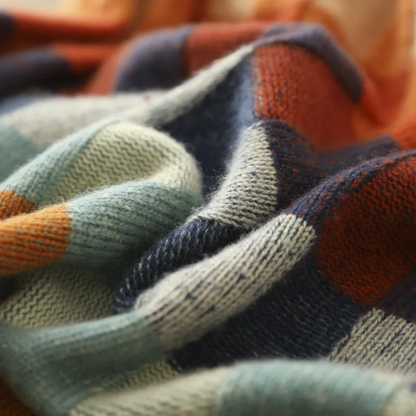 Adalynn | Colorful turtleneck sweater with patchwork pattern