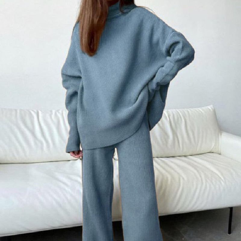 2-piece knitted loungewear set - stylish women's homewear