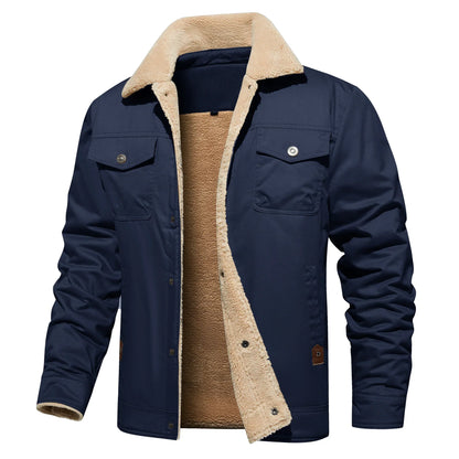 Piers | Autumn Winter Men's Jacket Casual Warm Fleece Black