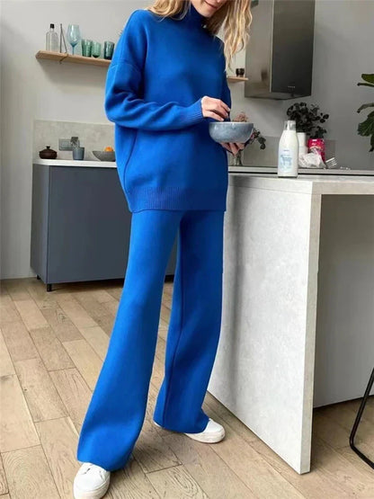 2-piece loungewear set - knitted women's sweater and pants