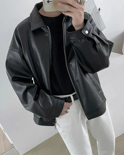 Men's Casual PU Leather Jacket | Lainey