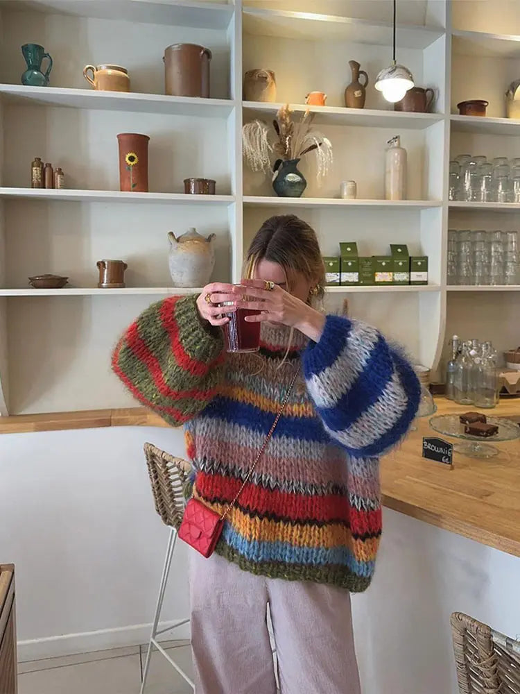 Trendy colorful long-sleeved sweater for women | Dareen
