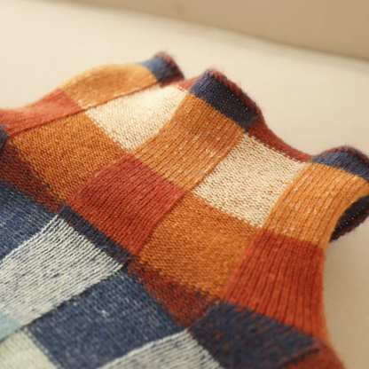 Adalynn | Colorful turtleneck sweater with patchwork pattern