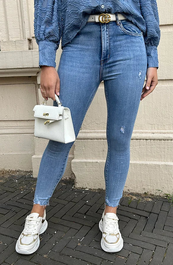Ada | Skinny Jeans High Waist Damaged Light Blue for women