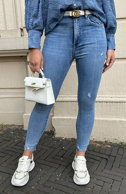 Ada | Skinny Jeans High Waist Damaged Light Blue for women