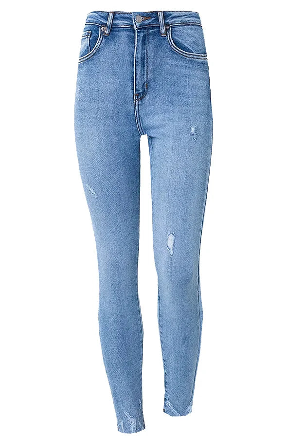Ada | Skinny Jeans High Waist Damaged Light Blue for women