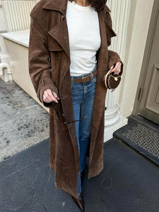 Comfortable suede trench coat for women | Gianna