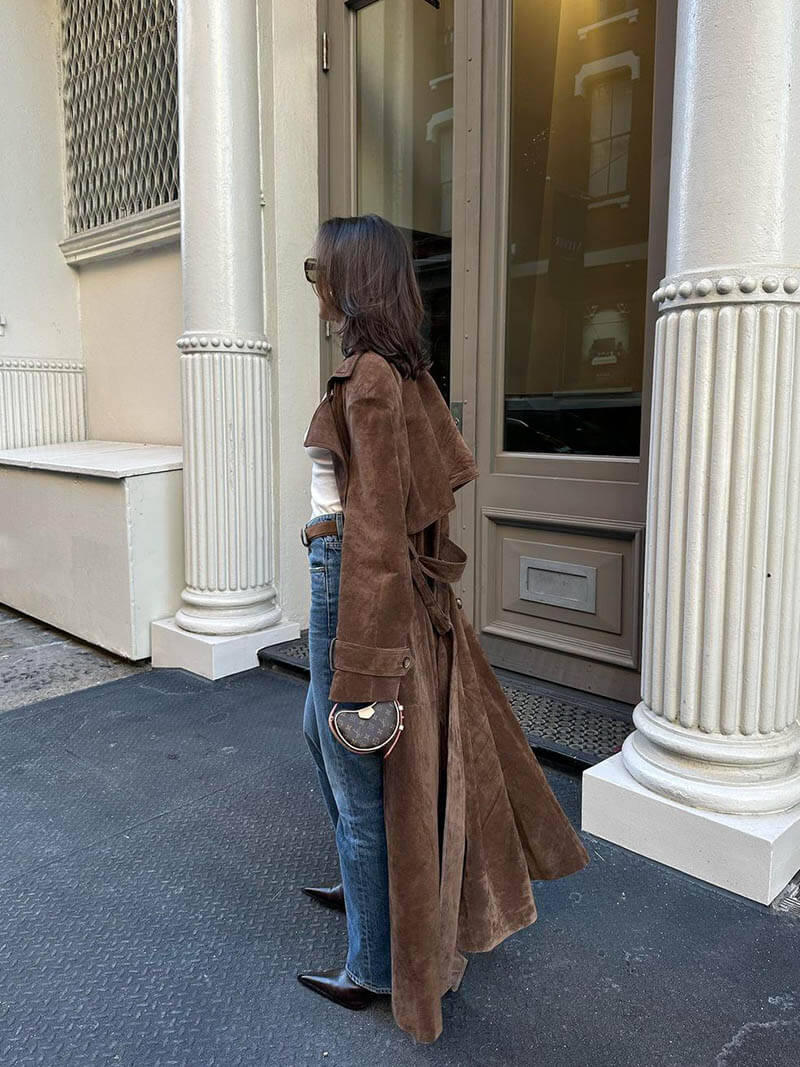 Comfortable suede trench coat for women | Gianna