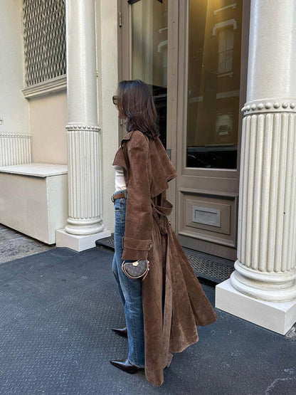 Comfortable suede trench coat for women | Gianna