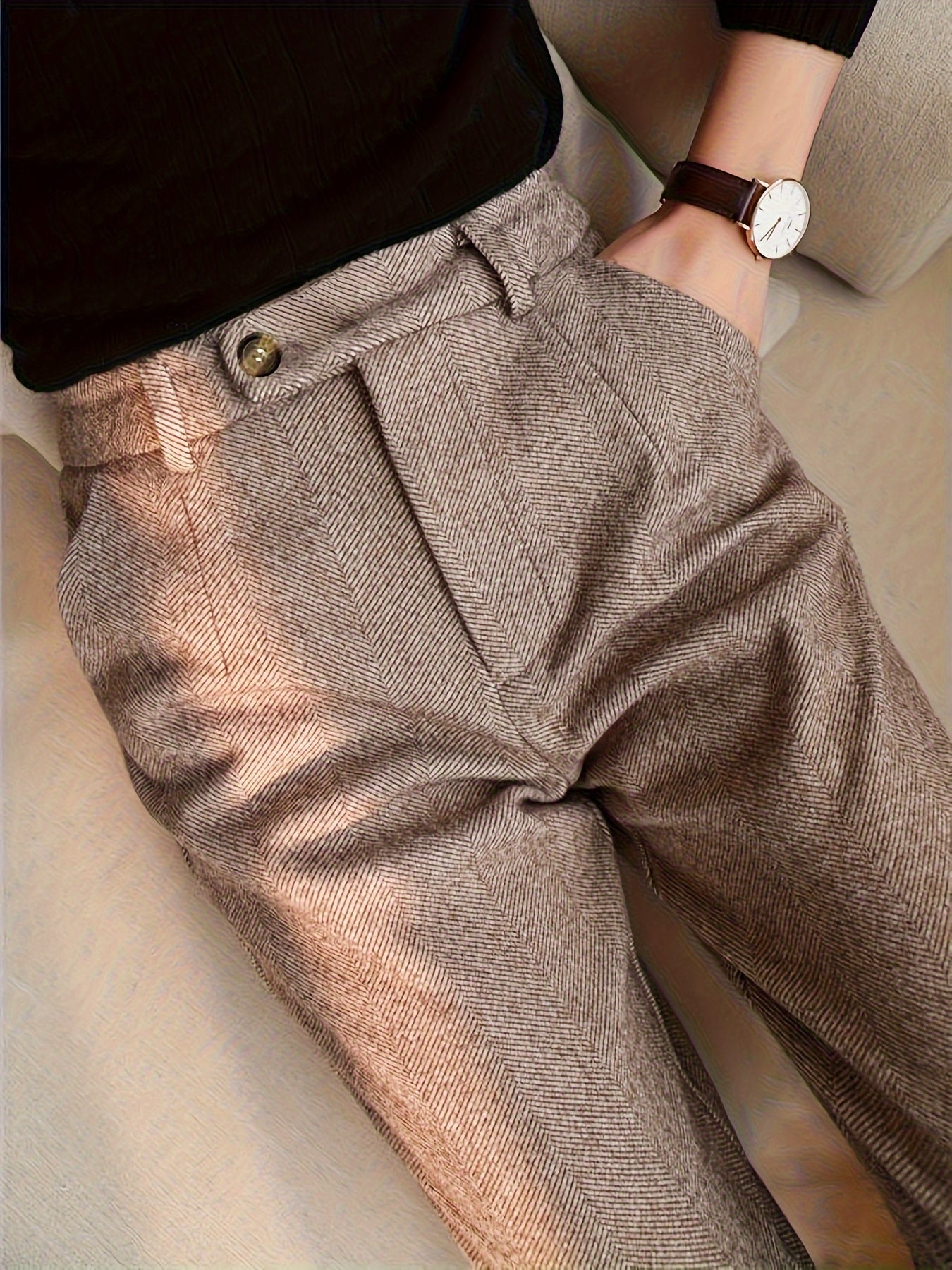 Jameson™ Fitted Herringbone Trousers