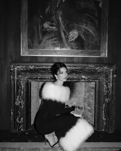 Belle Vogue™ - Off-the-Shoulder Dress with Fur Collar