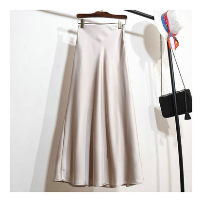 Onni | Trendy satin striped A-line skirt for women
