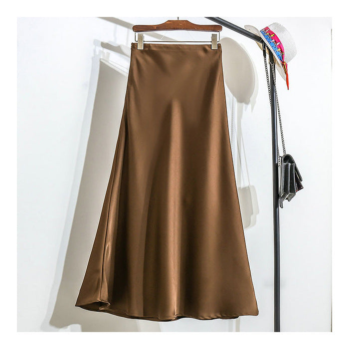Onni | Trendy satin striped A-line skirt for women